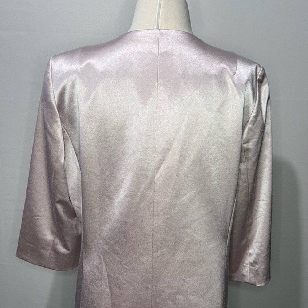 Albert Nipon Blush Sateen Long Collarless Dress S… - image 5